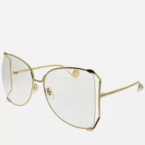 Gucci Sunglasses GG0252S 001 63mm Gold / Transparent Lens/Oversized Butterfly 63